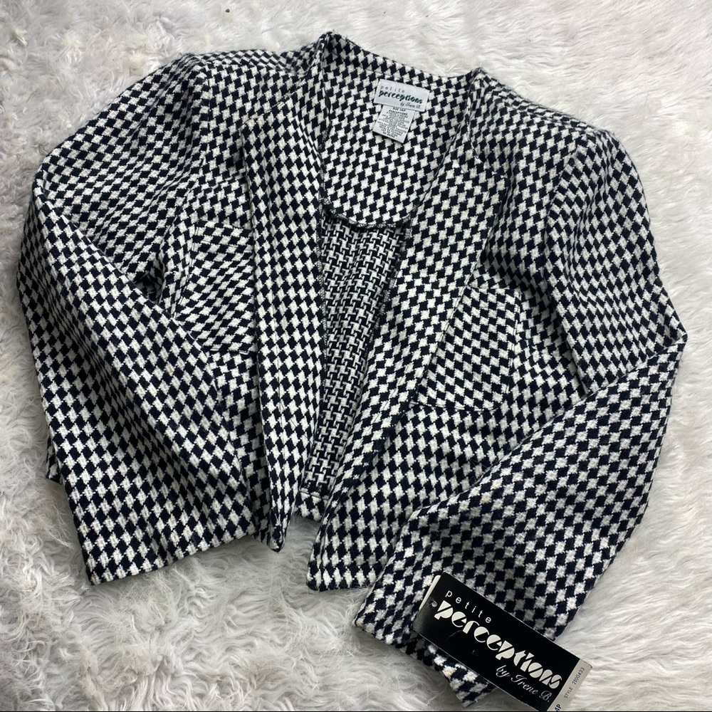 NWT 80s Vintage Houndstooth Printed Blazer